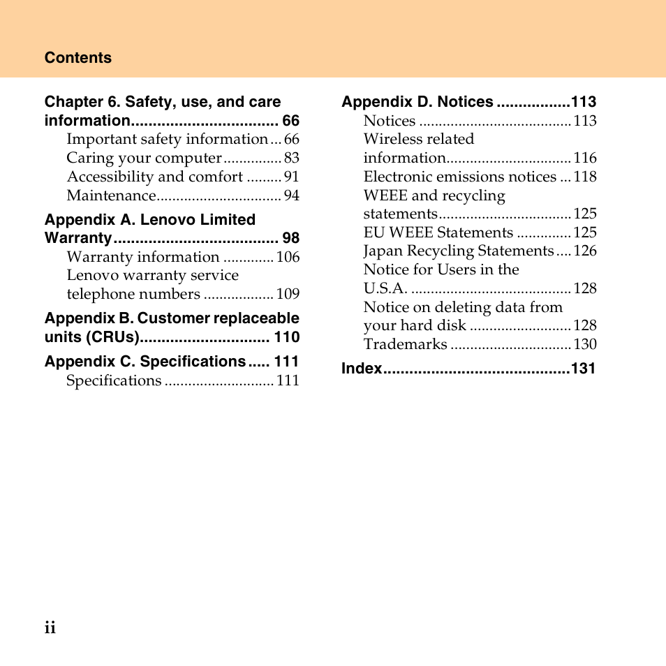 Lenovo E43 Notebook User Manual | Page 6 / 142