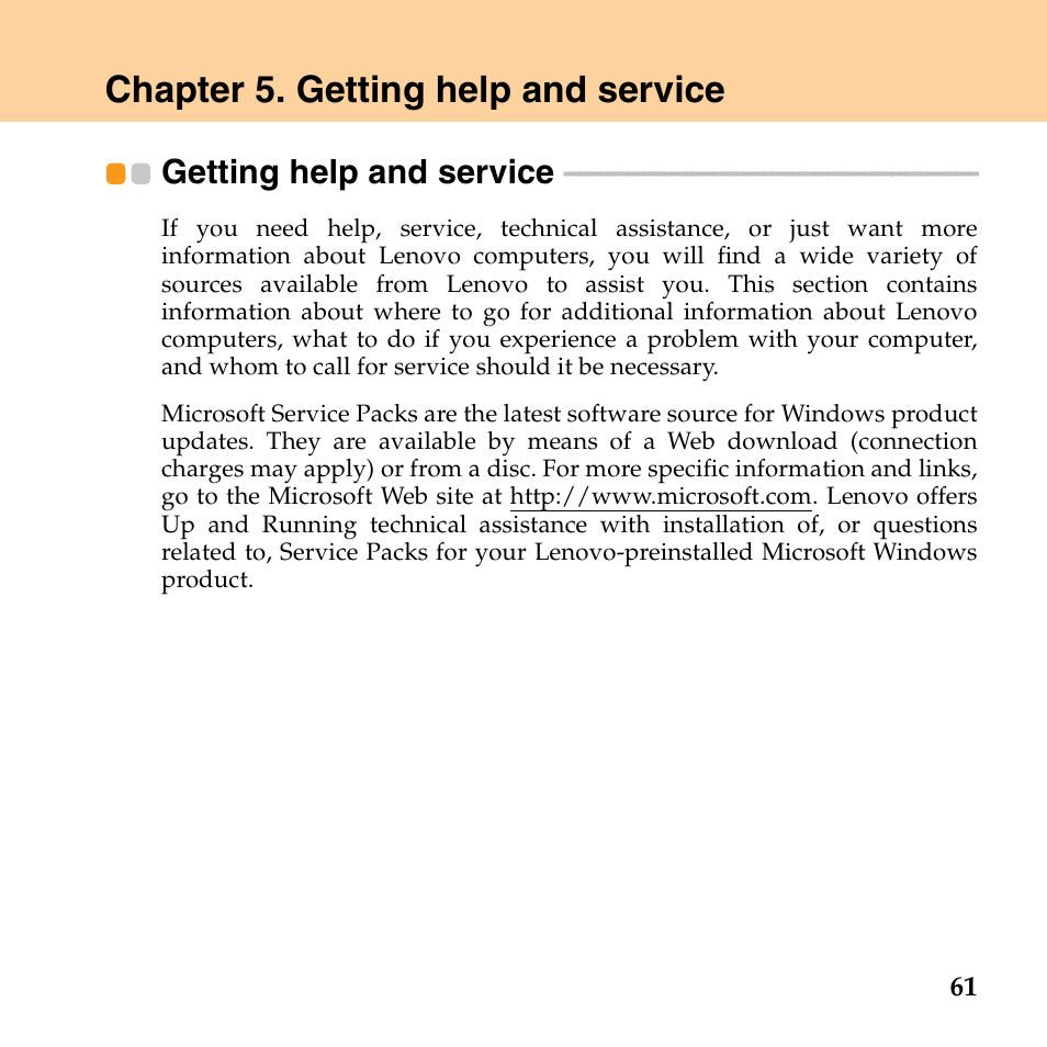 Chapter 5. getting help and service, Getting help and service | Lenovo E43 Notebook User Manual | Page 67 / 142