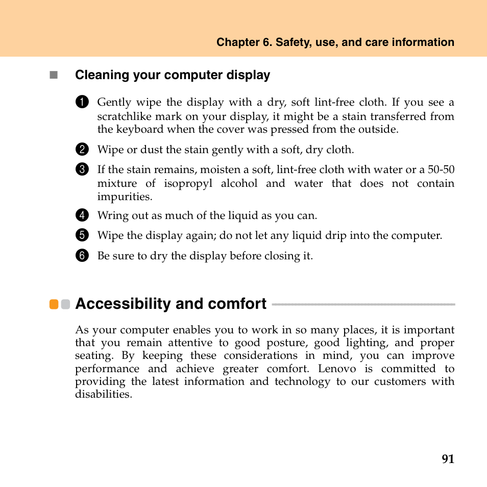 Accessibility and comfort | Lenovo E43 Notebook User Manual | Page 97 / 142