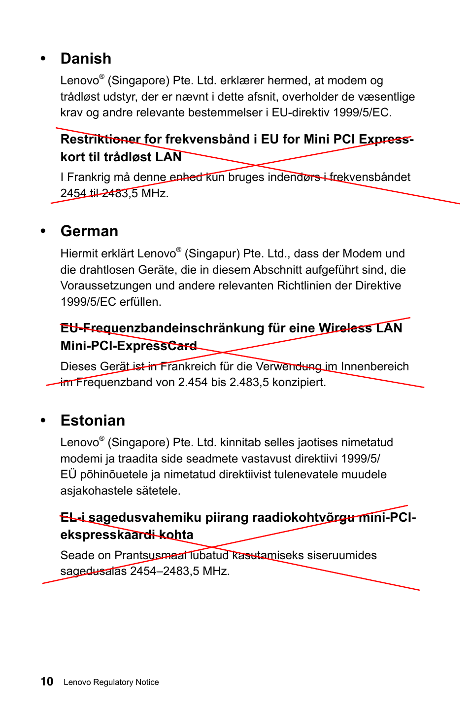 Danish, German, Estonian | Lenovo IdeaCentre K430 User Manual | Page 11 / 30