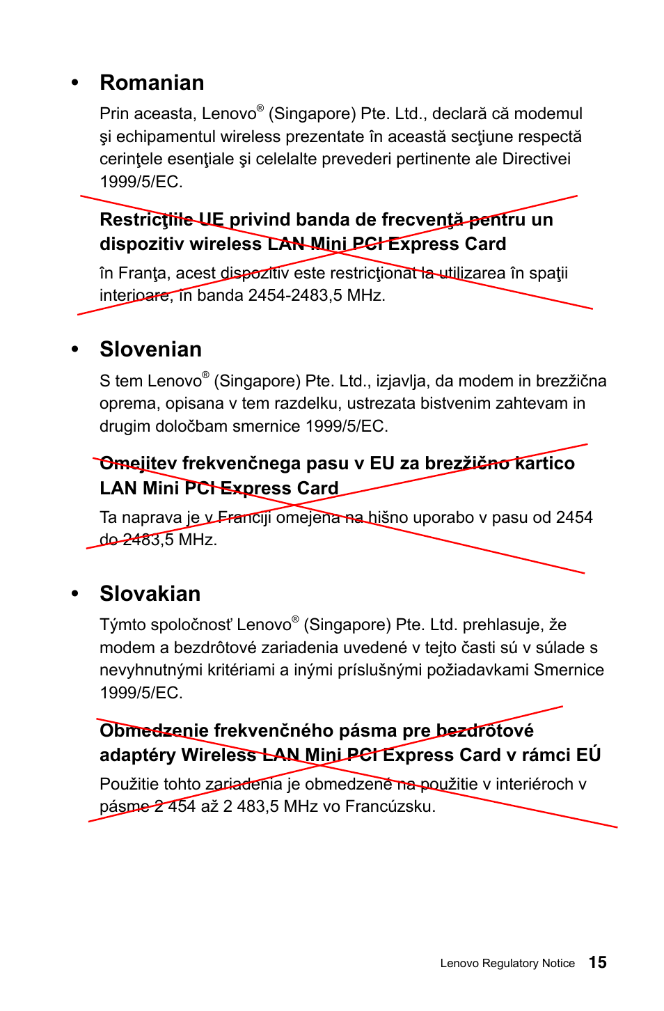 Romanian, Slovenian, Slovakian | Lenovo IdeaCentre K430 User Manual | Page 16 / 30