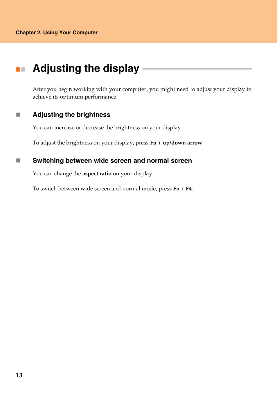 Adjusting the display | Lenovo IdeaPad Y710 User Manual | Page 18 / 102