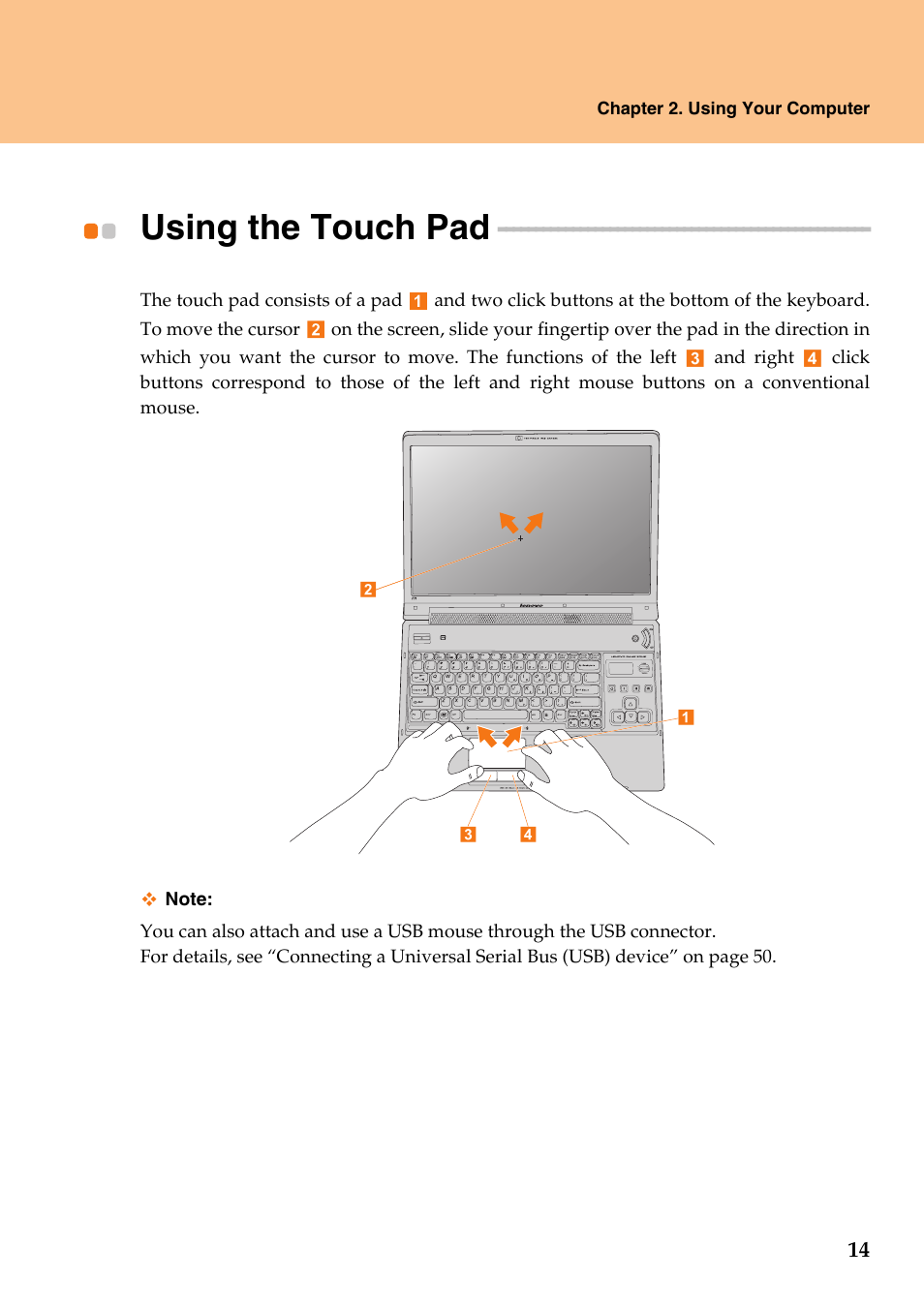 Using the touch pad | Lenovo IdeaPad Y710 User Manual | Page 19 / 102