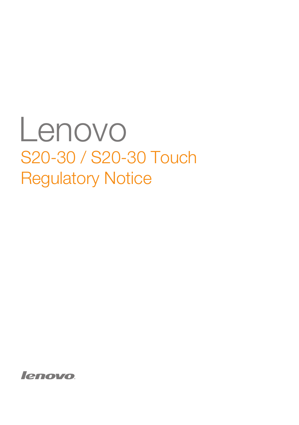 Lenovo S20-30 Touch Notebook User Manual | 14 pages