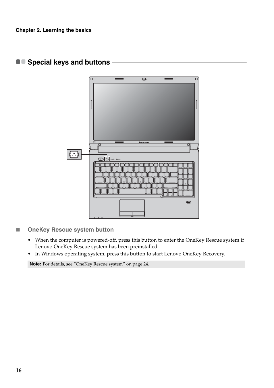 Special keys and buttons | Lenovo B560 Notebook User Manual | Page 20 / 60