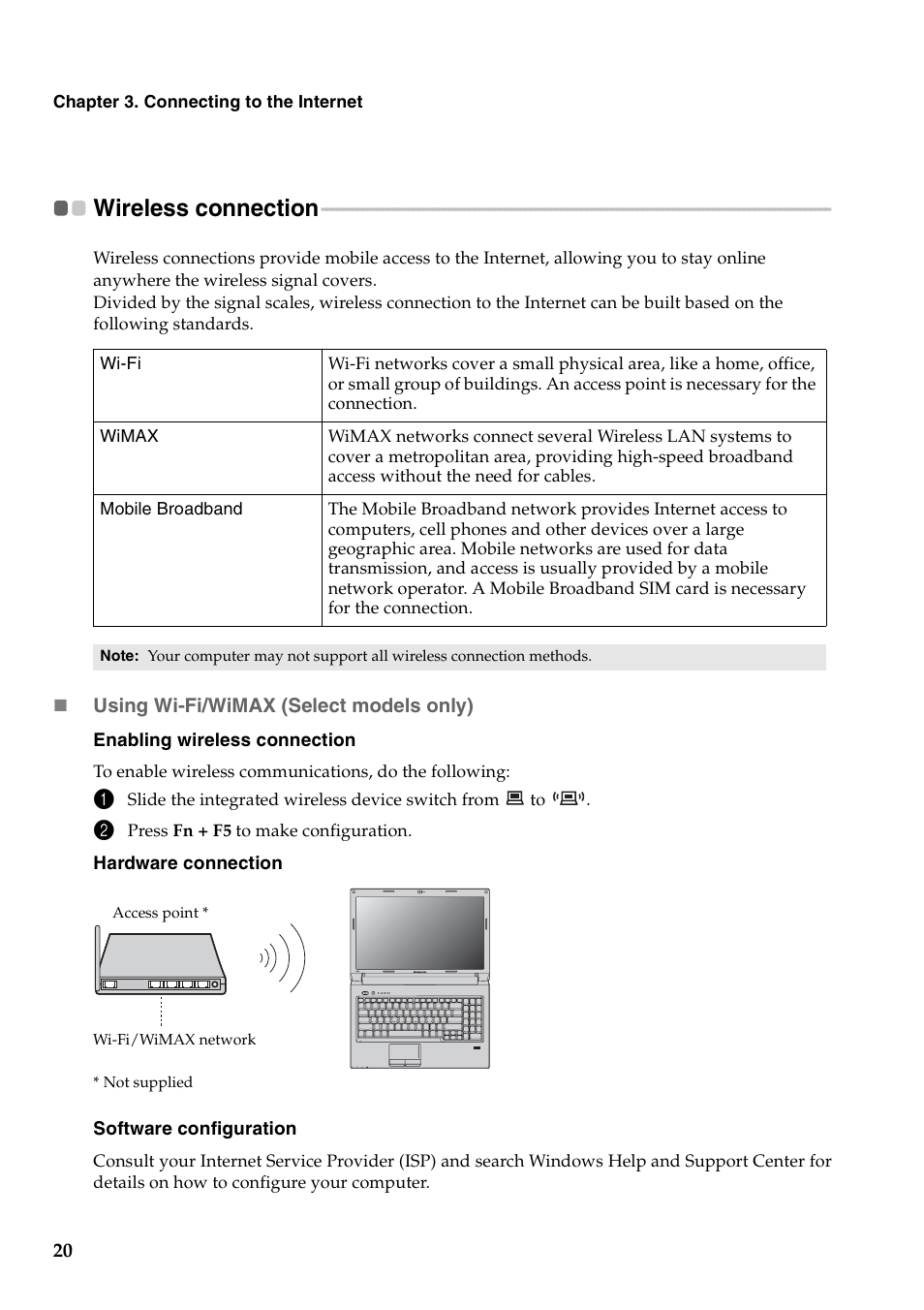 Wireless connection | Lenovo B560 Notebook User Manual | Page 24 / 60