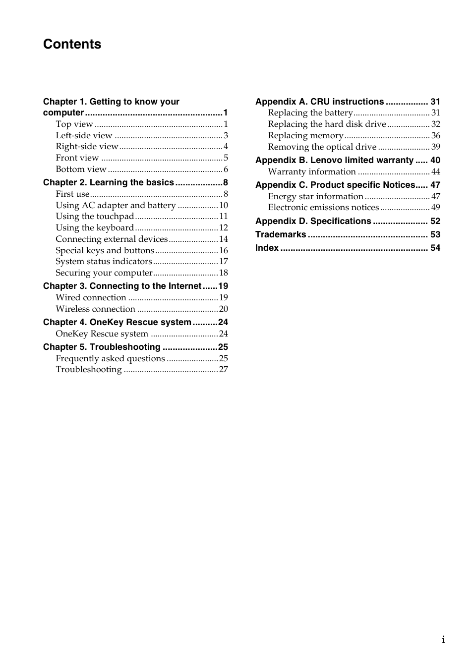 Lenovo B560 Notebook User Manual | Page 3 / 60