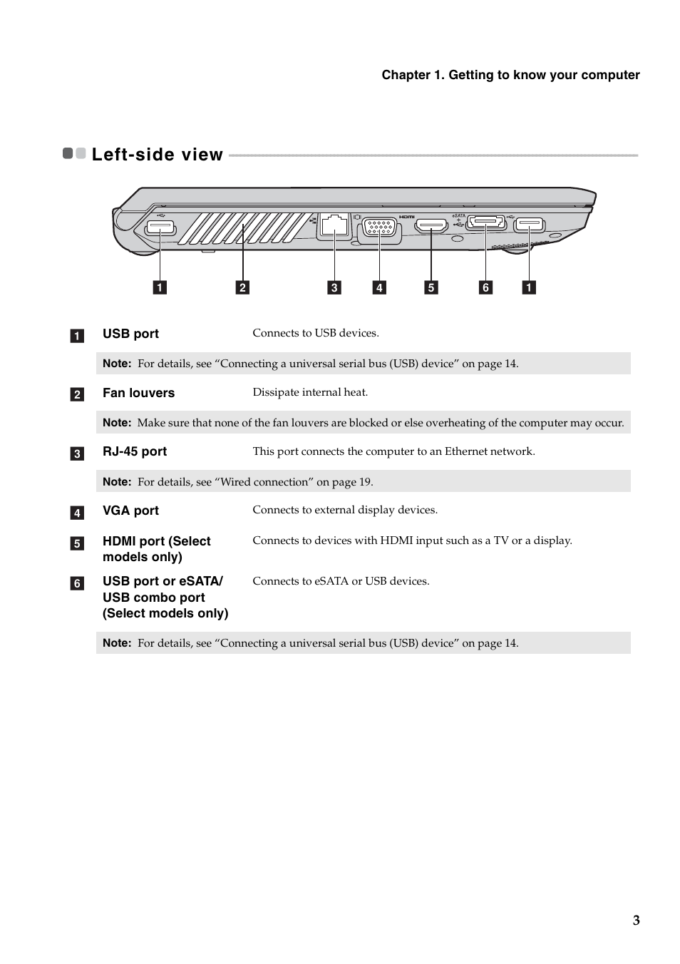 Left-side view | Lenovo B560 Notebook User Manual | Page 7 / 60