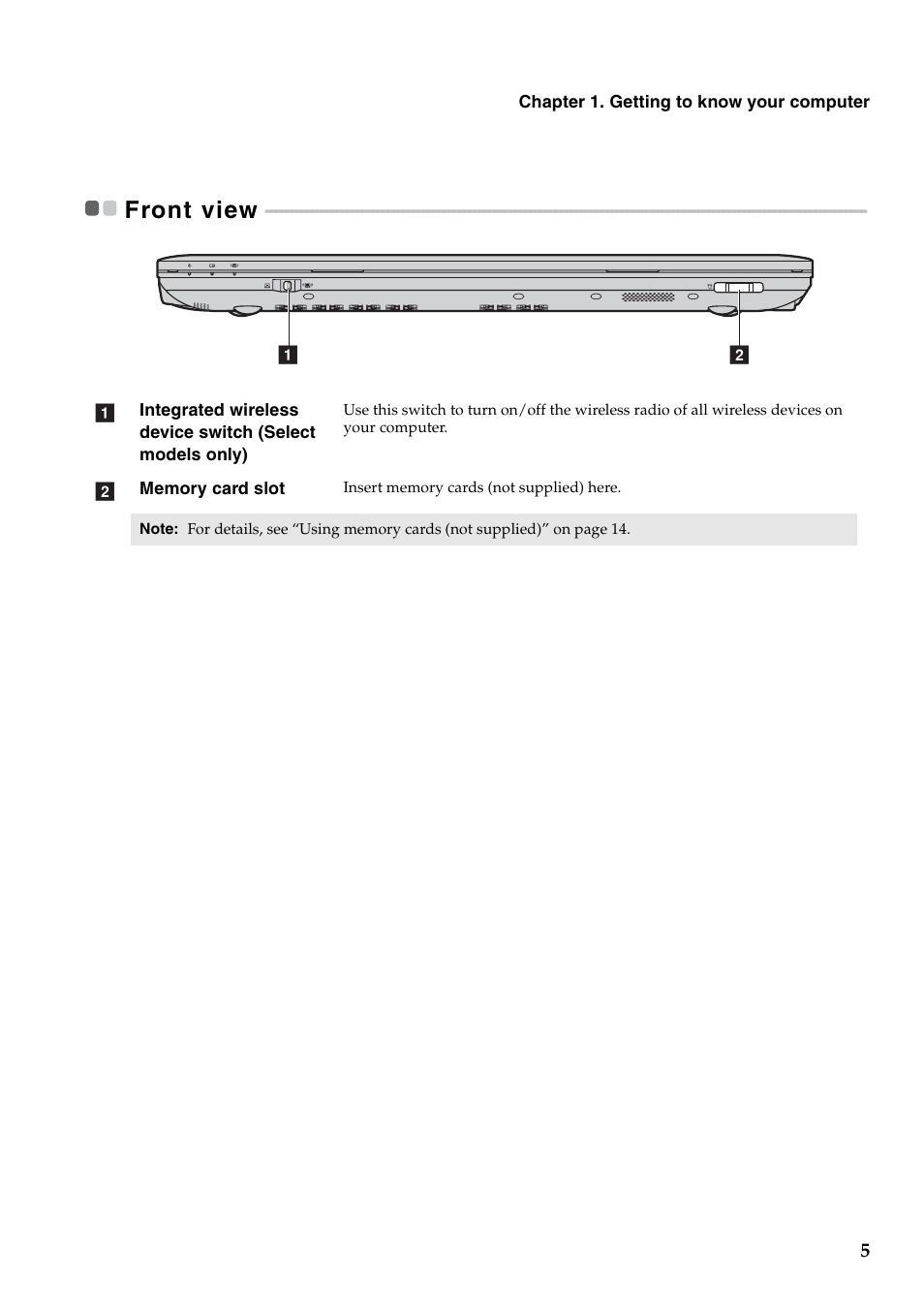 Front view | Lenovo B560 Notebook User Manual | Page 9 / 60