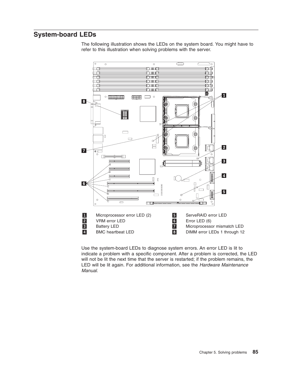 System-board leds, System-board, Leds | Lenovo ThinkServer TD100x User Manual | Page 101 / 124