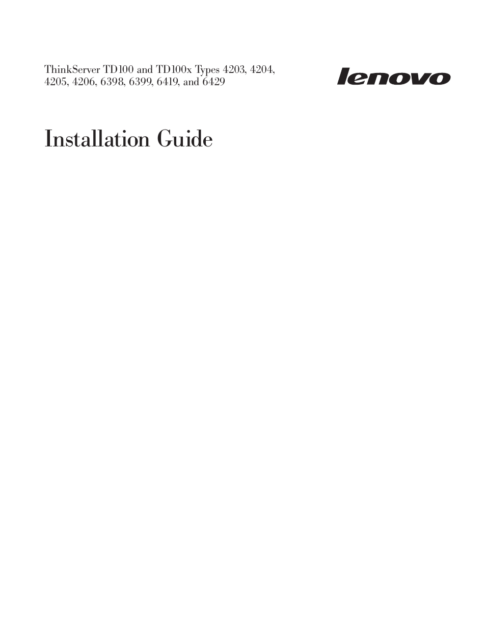 Installation, Guide | Lenovo ThinkServer TD100x User Manual | Page 3 / 124