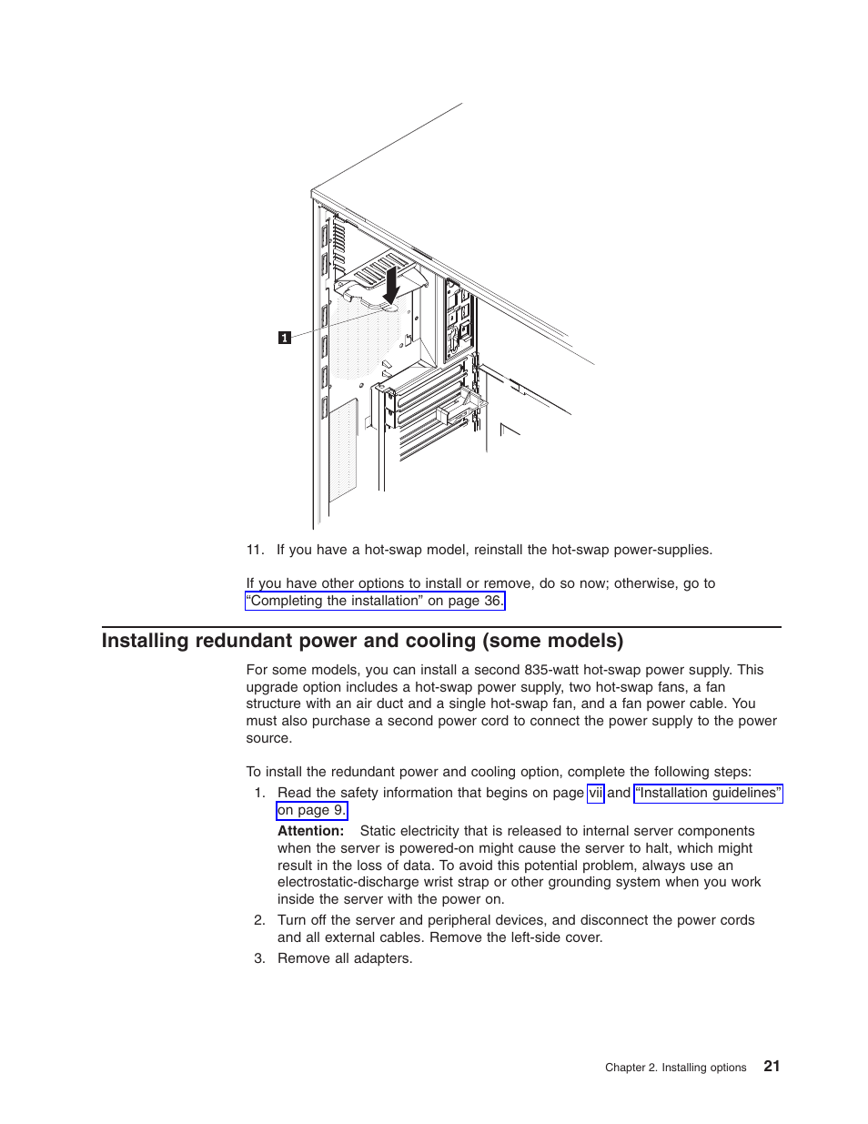 Installing, Redundant, Power | Cooling, Some, Models) | Lenovo ThinkServer TD100x User Manual | Page 37 / 124