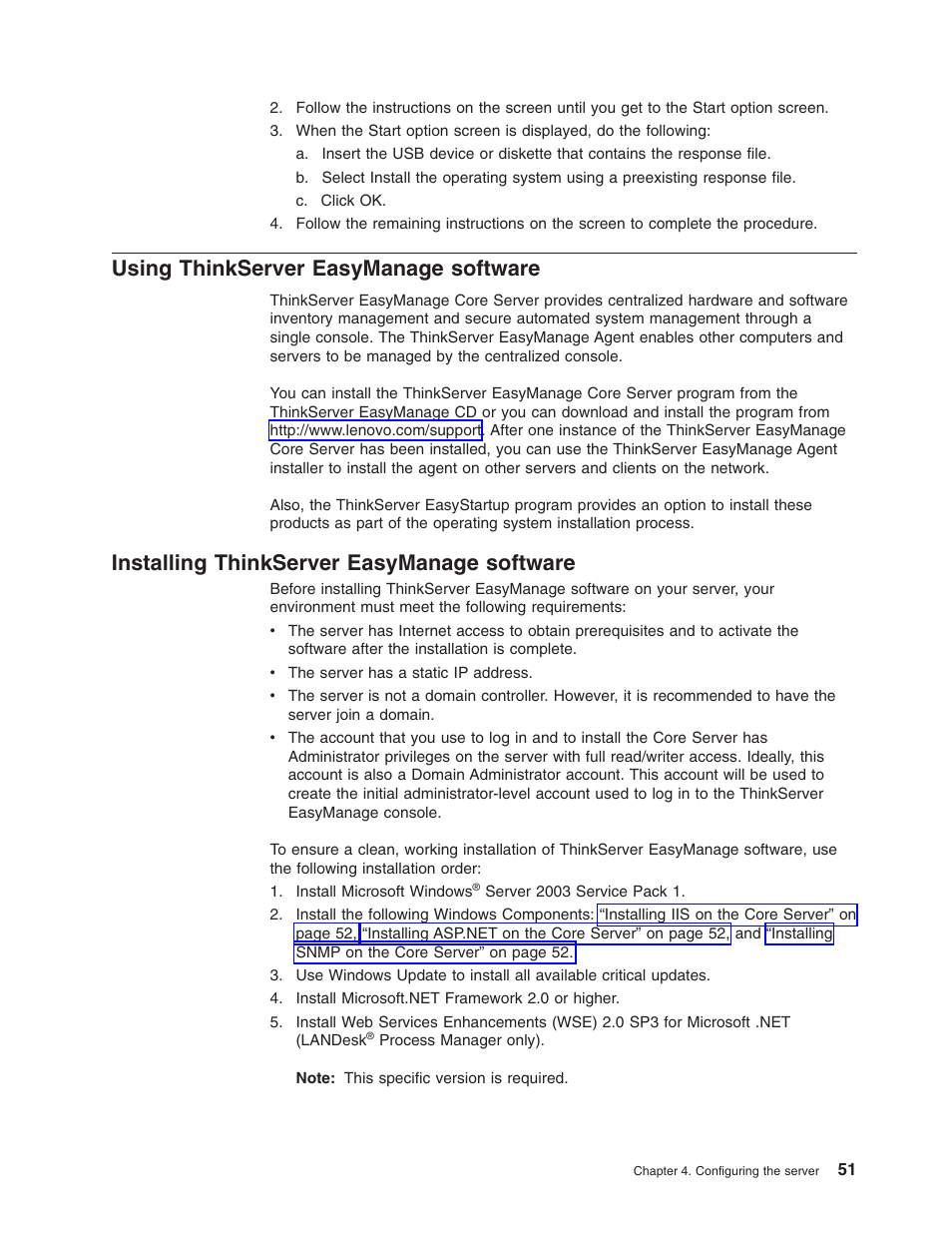 Using thinkserver easymanage software, Installing thinkserver easymanage software, Using | Thinkserver, Easymanage, Software, Installing | Lenovo ThinkServer TD100x User Manual | Page 67 / 124