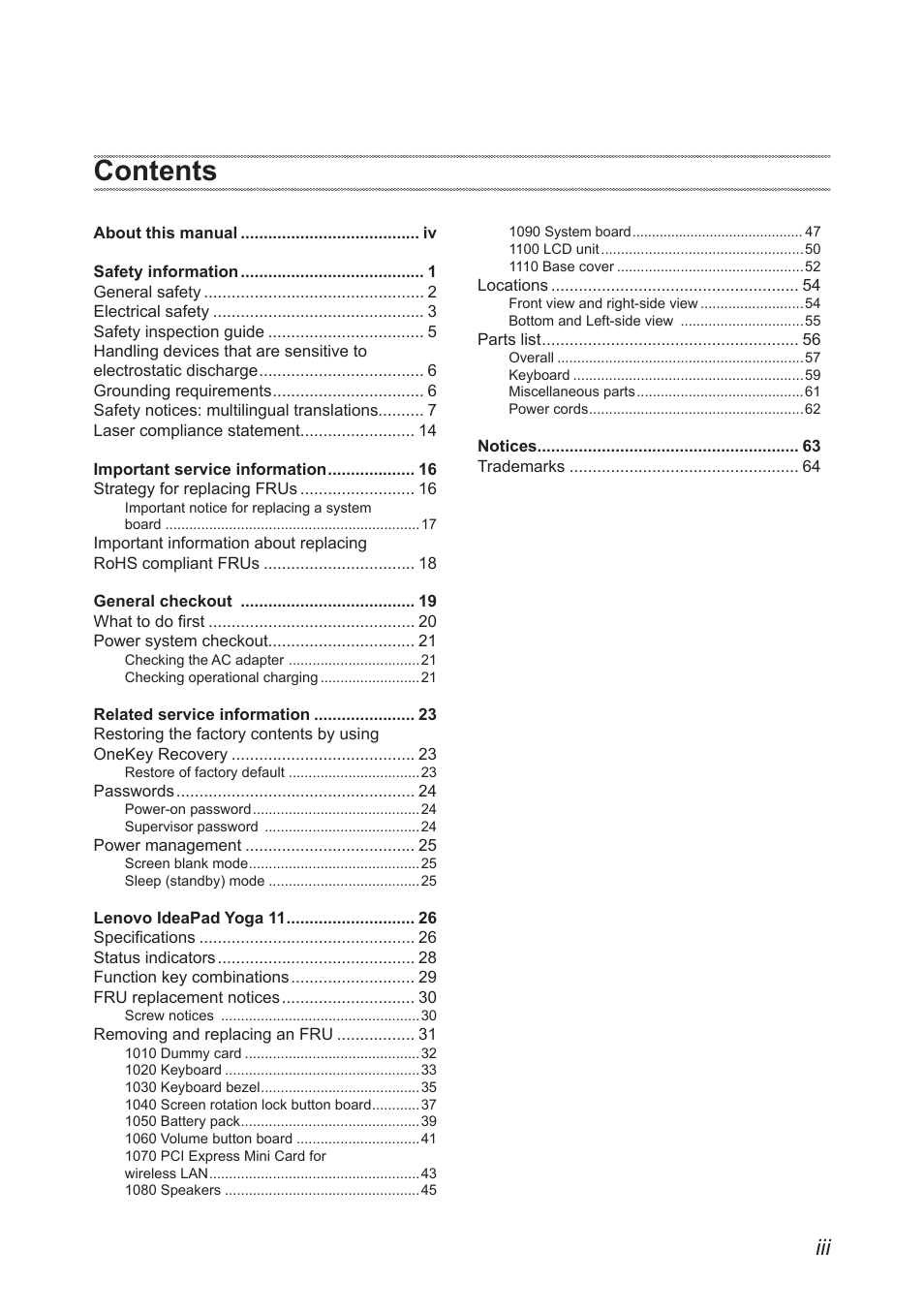 Lenovo Yoga 11 Notebook IdeaPad User Manual | Page 3 / 68