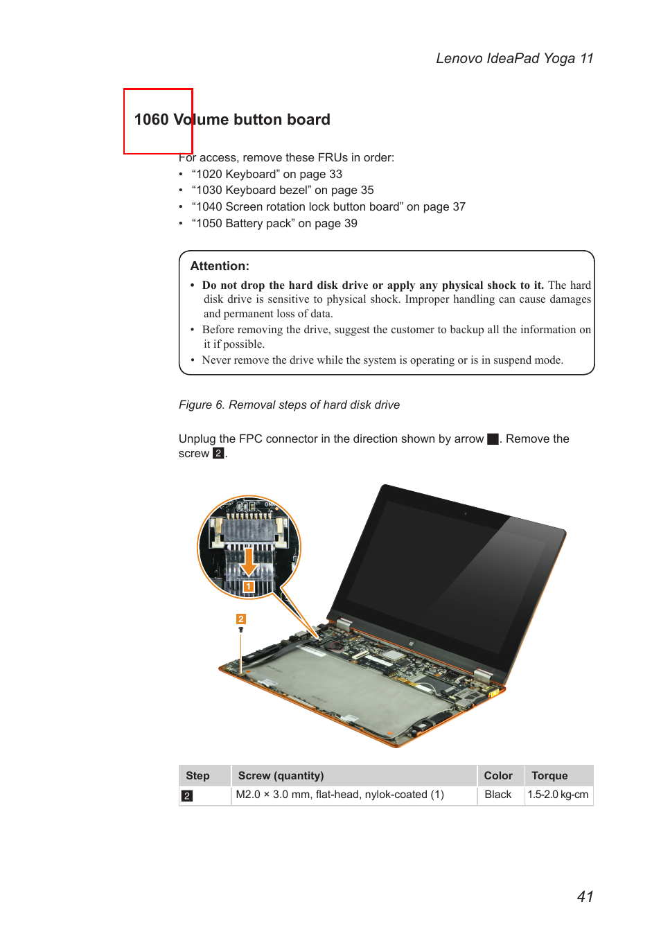 1060 volume button board | Lenovo Yoga 11 Notebook IdeaPad User Manual | Page 45 / 68