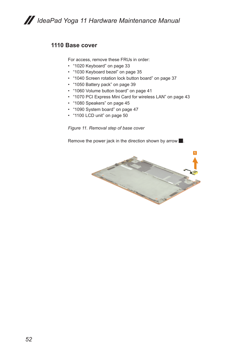 1110 base cover, Ideapad yoga 11 hardware maintenance manual | Lenovo Yoga 11 Notebook IdeaPad User Manual | Page 56 / 68