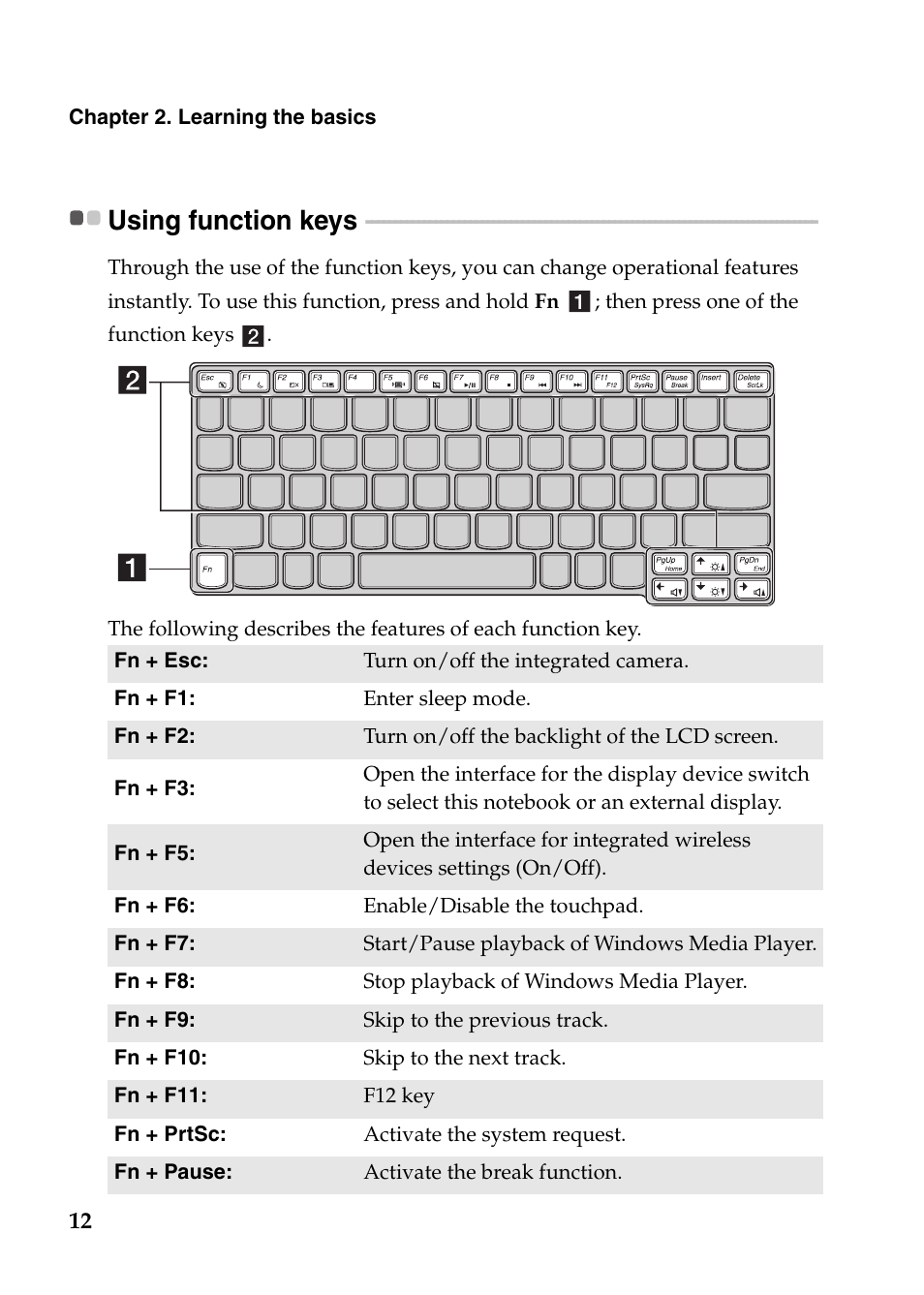 Using function keys | Lenovo IdeaPad S110 User Manual | Page 16 / 41