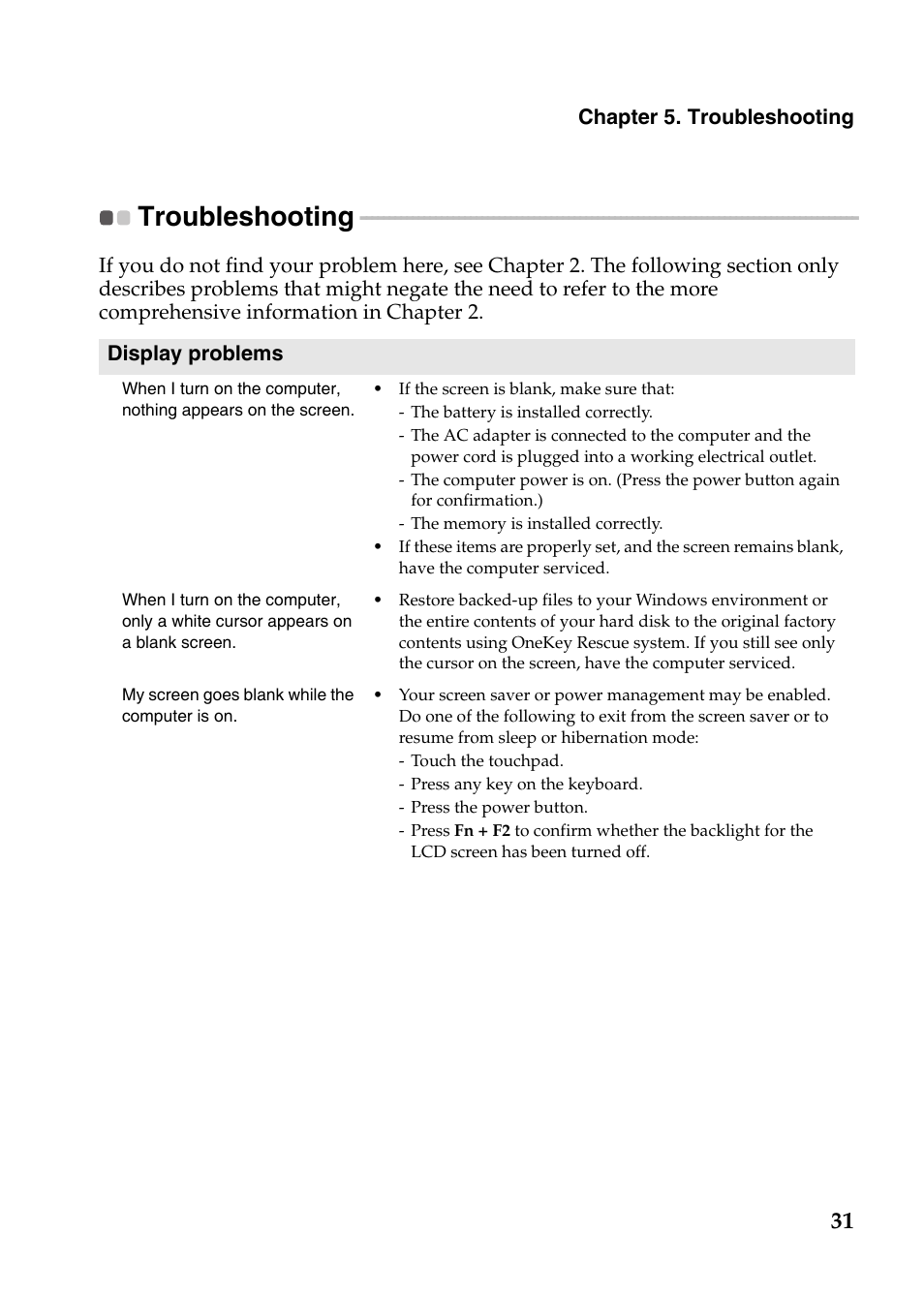 Troubleshooting | Lenovo IdeaPad S110 User Manual | Page 35 / 41
