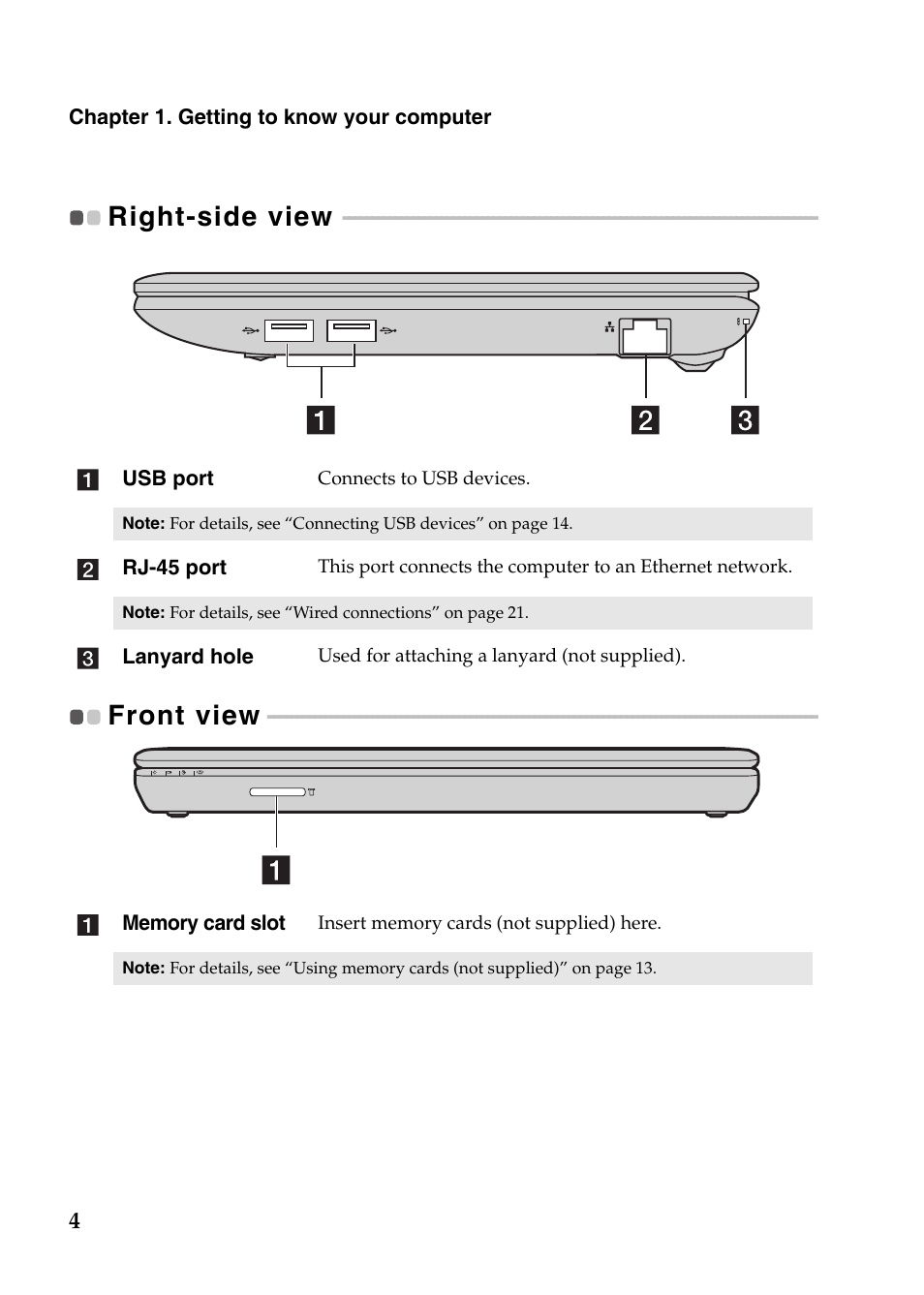 Right-side view, Front view, Right-side view front view | Lenovo IdeaPad S110 User Manual | Page 8 / 41