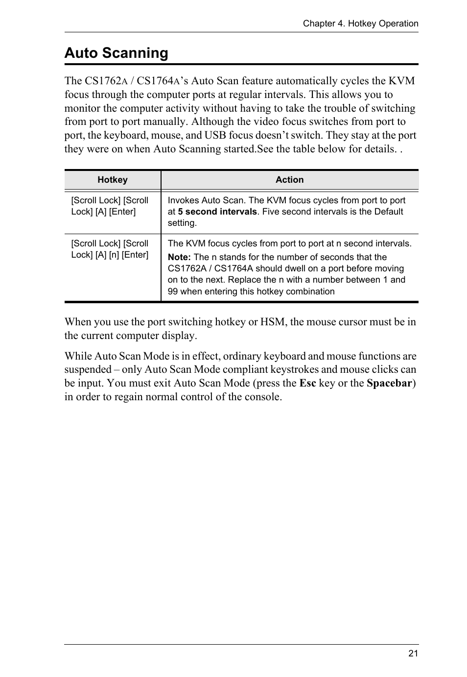 Auto scanning | ATEN CS-1762 User Manual | Page 29 / 52