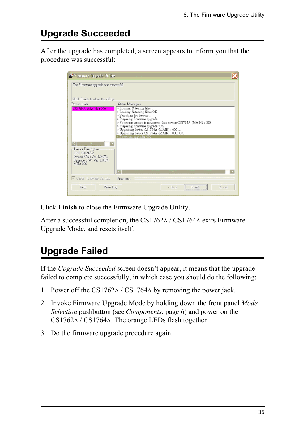 Upgrade succeeded, Upgrade failed | ATEN CS-1762 User Manual | Page 43 / 52