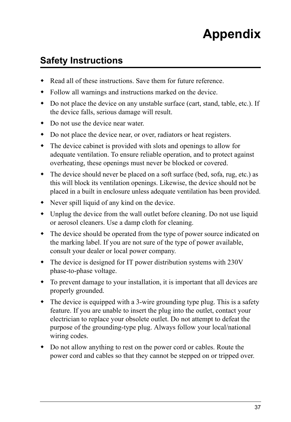 Appendix, Safety instructions | ATEN CS-1762 User Manual | Page 45 / 52