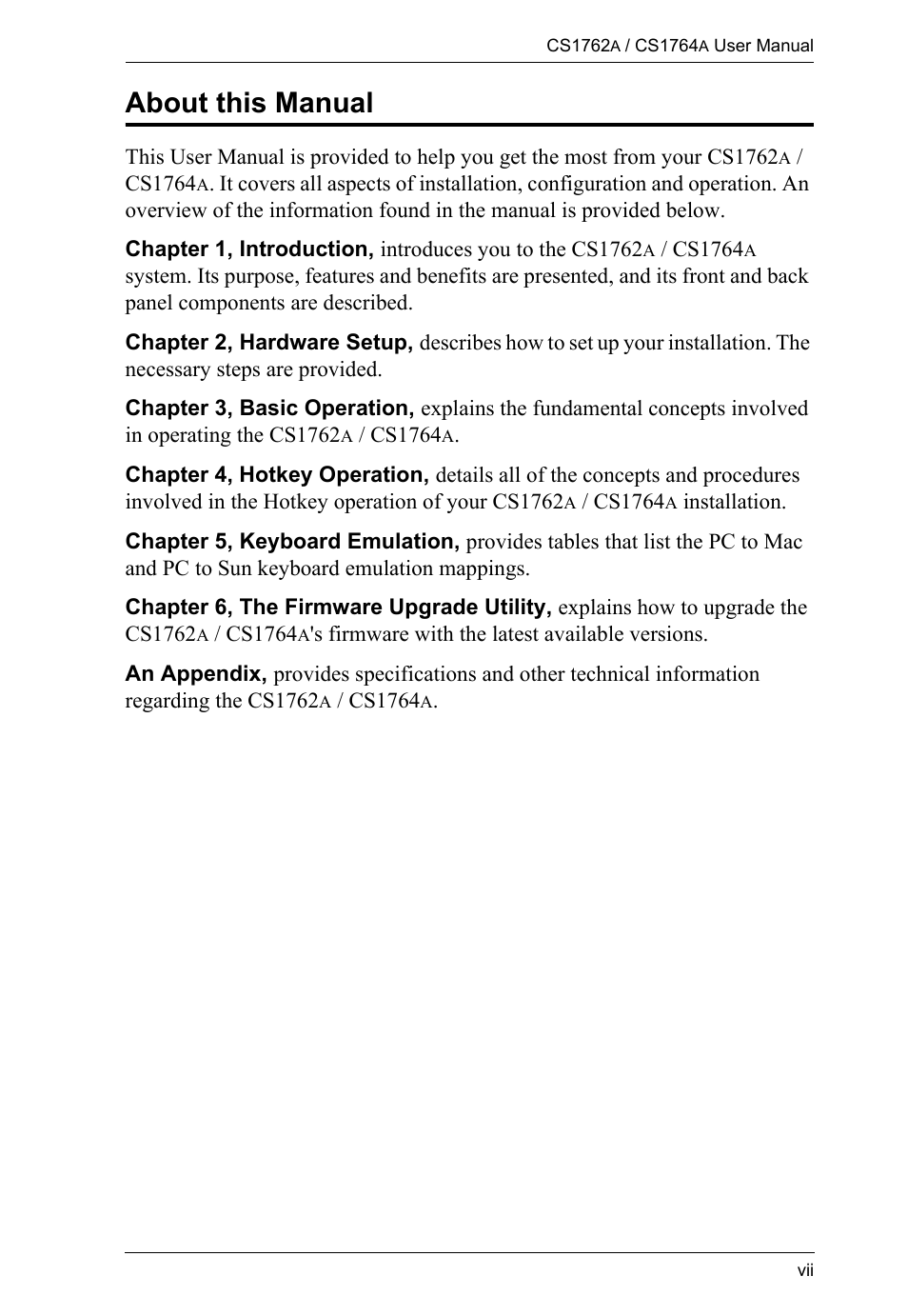 About this manual | ATEN CS-1762 User Manual | Page 7 / 52
