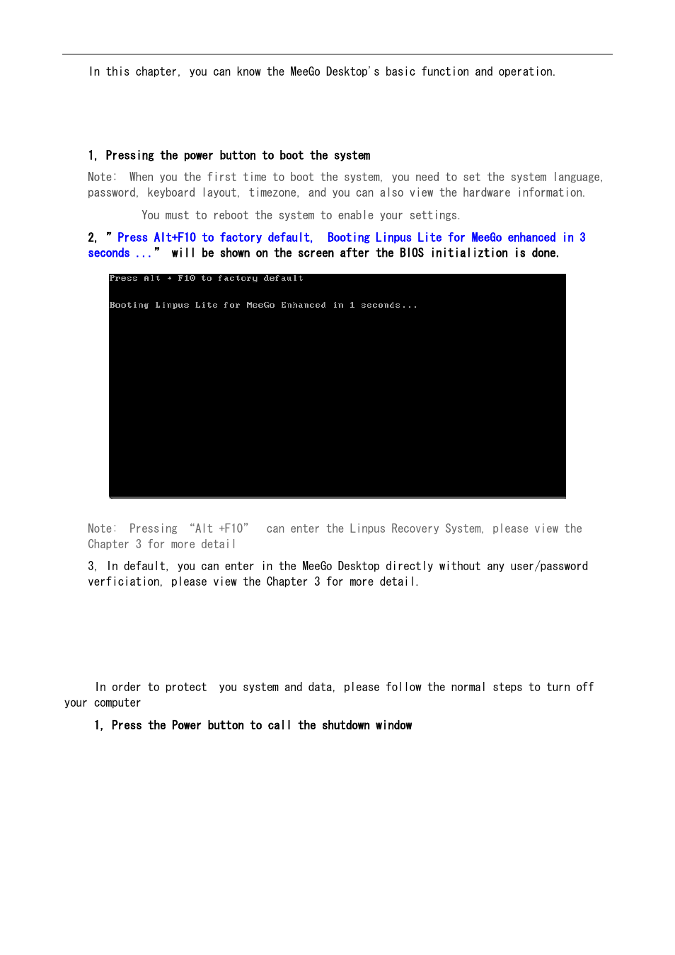 1 starting linpus lite for meego enhanced, 2 turn off your computer | Lenovo IdeaPad S10-3 FR User Manual | Page 2 / 12