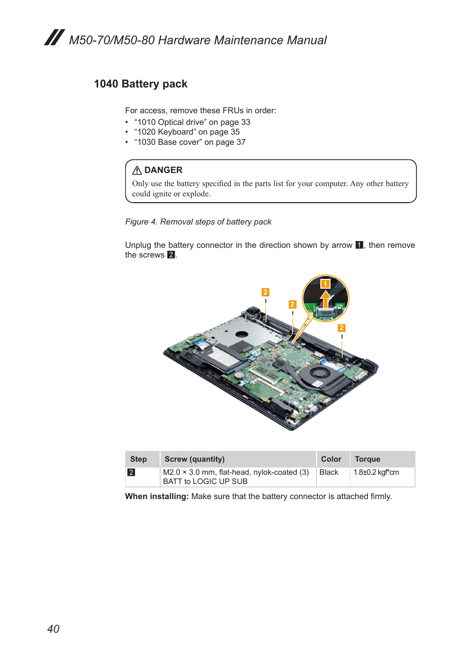 1040 battery pack | Lenovo M50-70 Notebook User Manual | Page 44 / 89