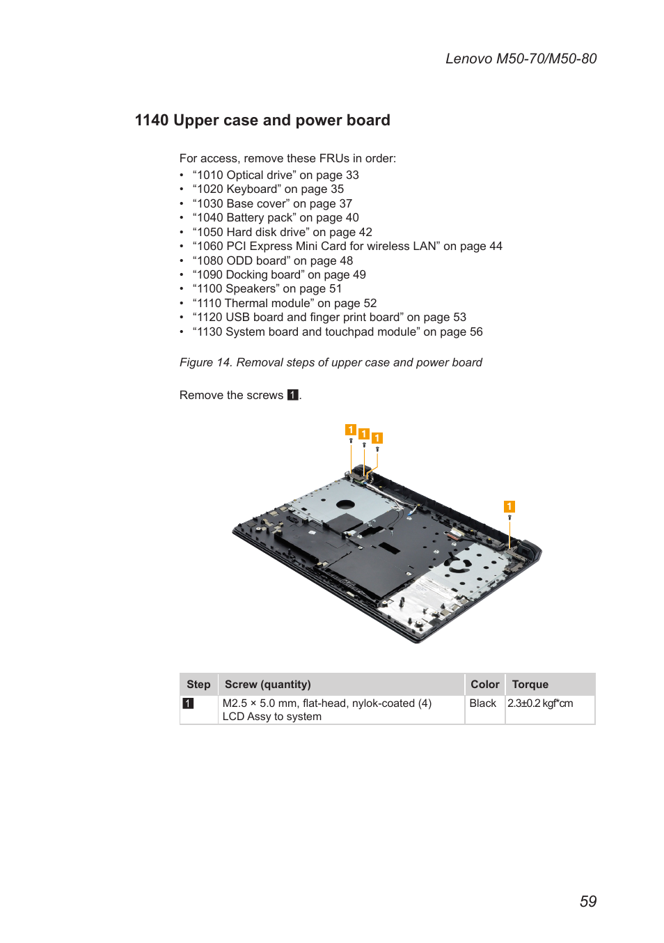 1140 upper case and power board | Lenovo M50-70 Notebook User Manual | Page 63 / 89