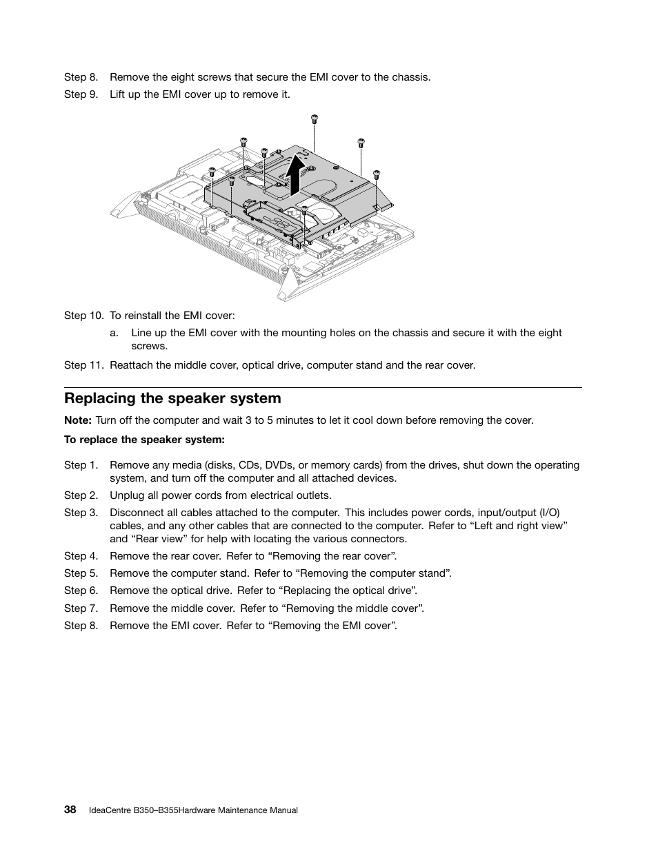 Replacing the speaker system | Lenovo IdeaCentre B350 All-in-One User Manual | Page 44 / 67