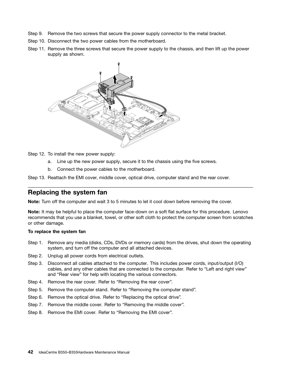 Replacing the system fan | Lenovo IdeaCentre B350 All-in-One User Manual | Page 48 / 67
