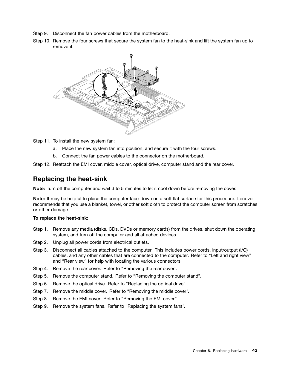Replacing the heat-sink | Lenovo IdeaCentre B350 All-in-One User Manual | Page 49 / 67