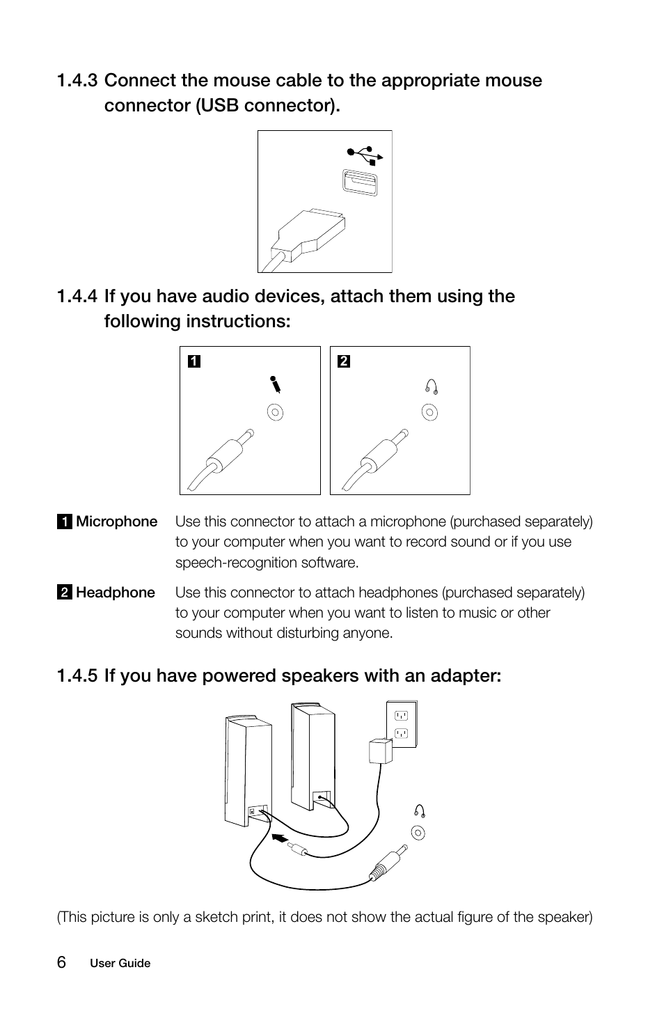 5 if you have powered speakers with an adapter | Lenovo IdeaCentre A320 User Manual | Page 11 / 39