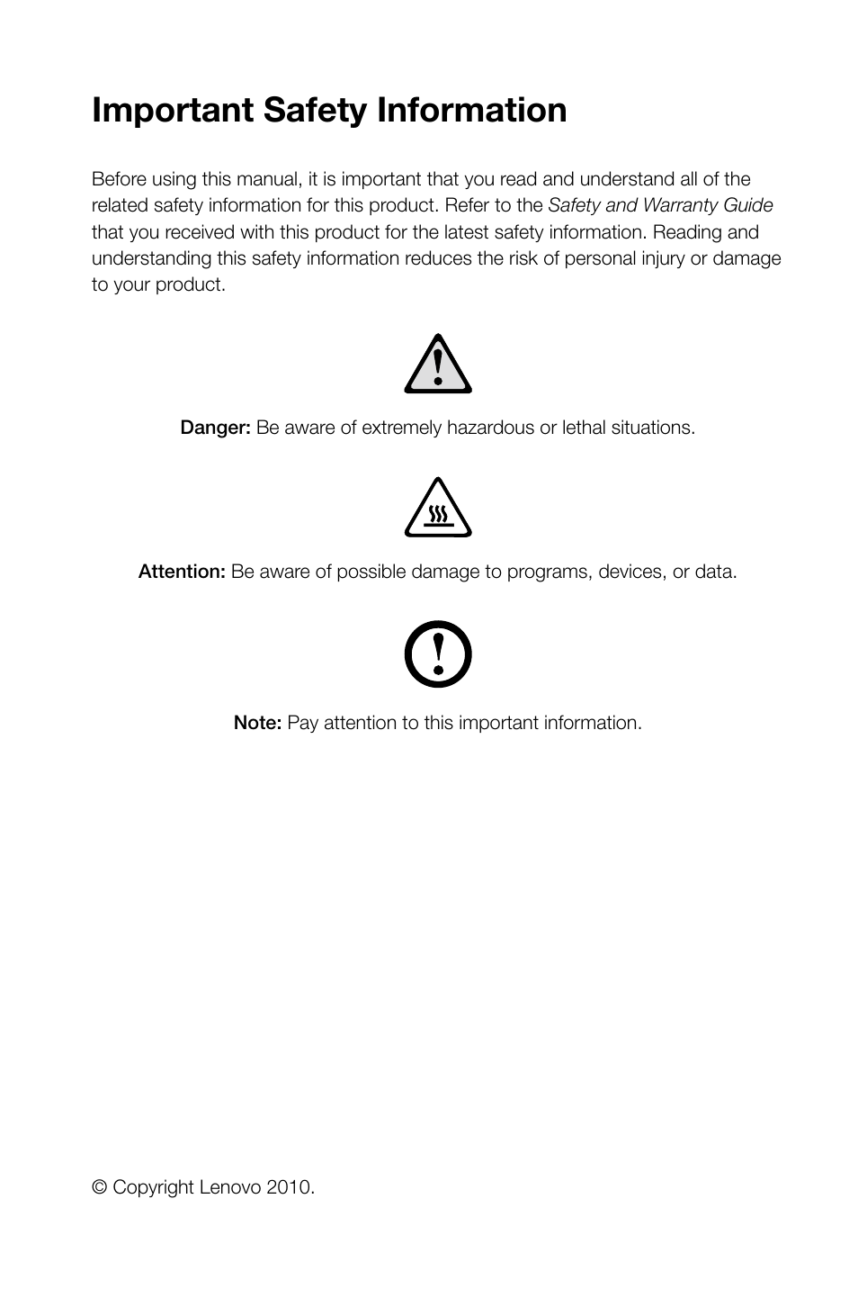 Important safety information | Lenovo IdeaCentre A320 User Manual | Page 2 / 39