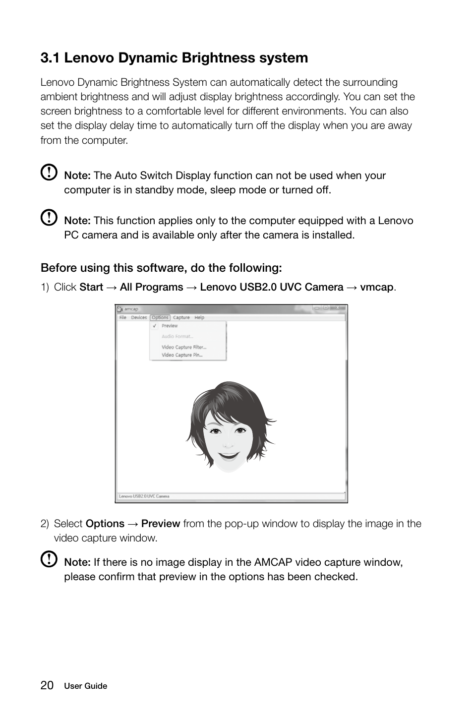 1 lenovo dynamic brightness system | Lenovo IdeaCentre A320 User Manual | Page 25 / 39