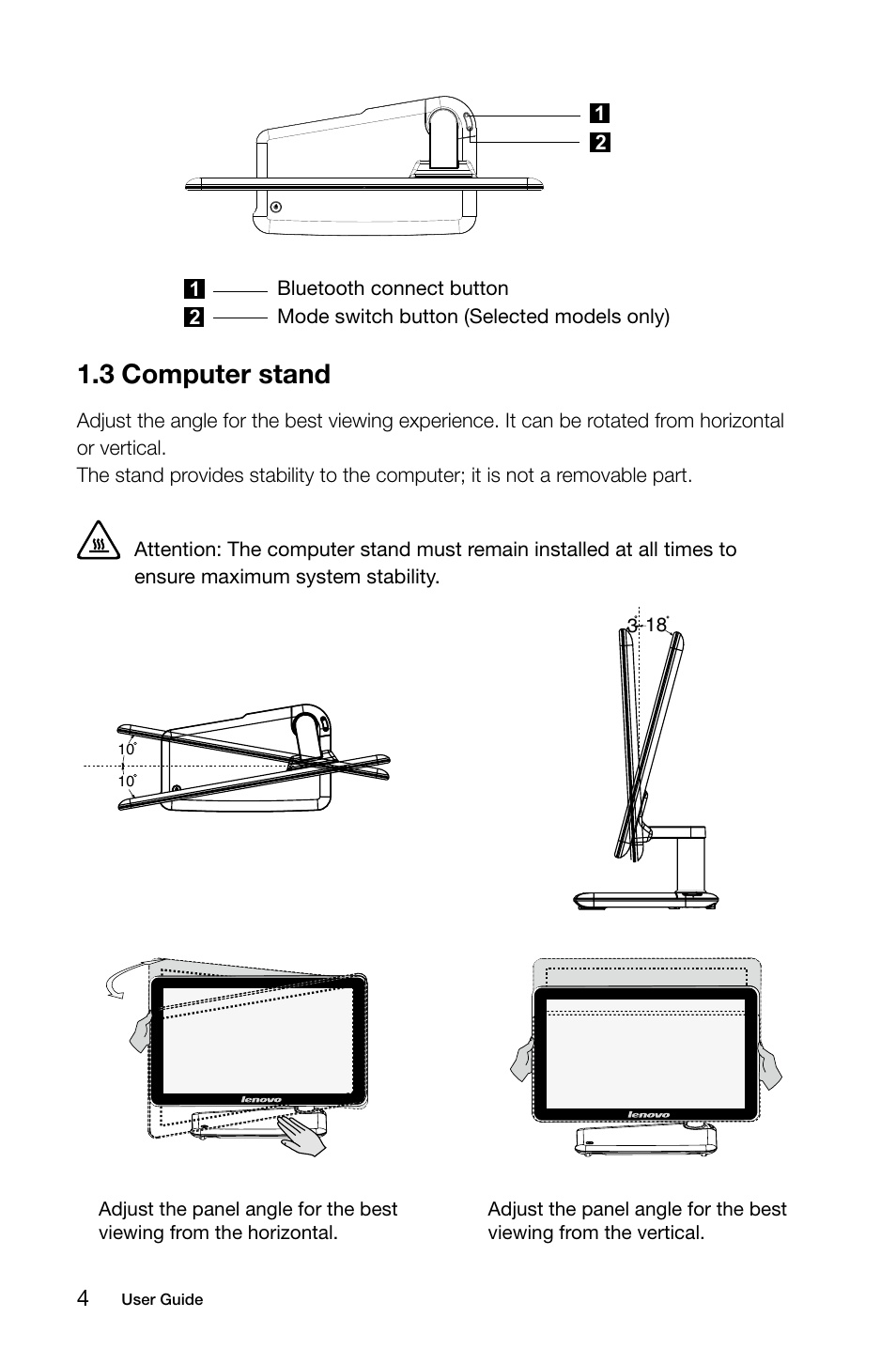 3 computer stand | Lenovo IdeaCentre A320 User Manual | Page 9 / 39