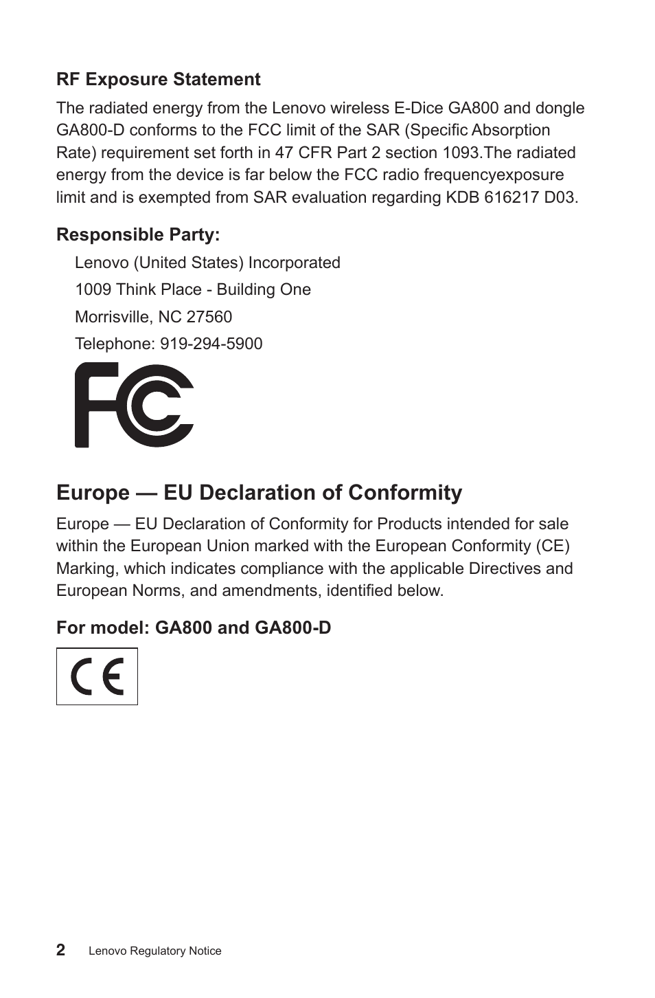 Europe — eu declaration of conformity | Lenovo Horizon 27 Table PC IdeaCentre User Manual | Page 3 / 9