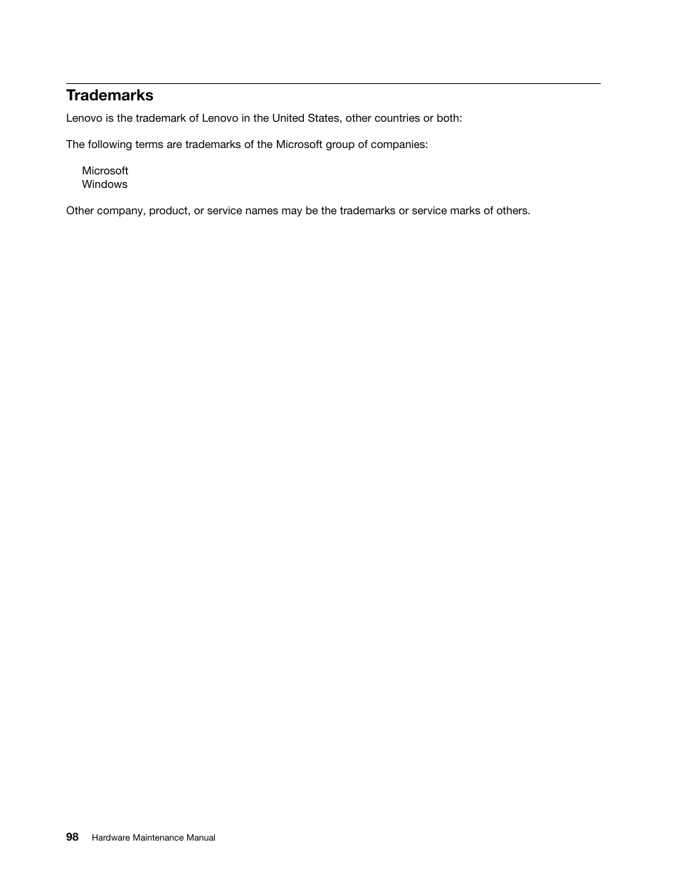 Trademarks | Lenovo B430 Notebook User Manual | Page 104 / 106