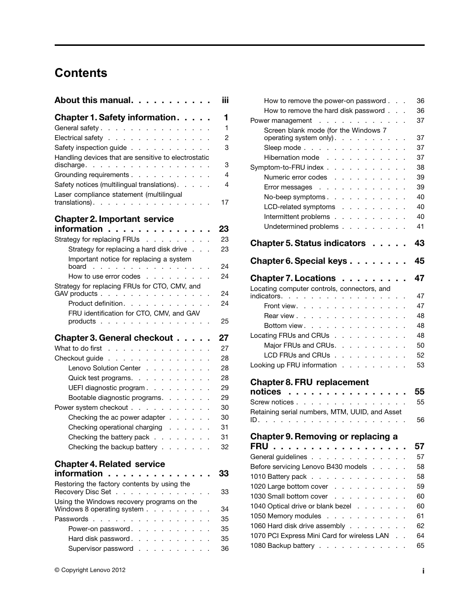 Lenovo B430 Notebook User Manual | Page 3 / 106