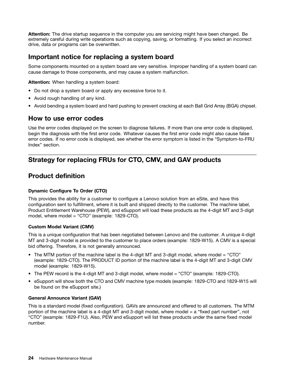 Important notice for replacing a system board, How to use error codes, Product definition | Lenovo B430 Notebook User Manual | Page 30 / 106