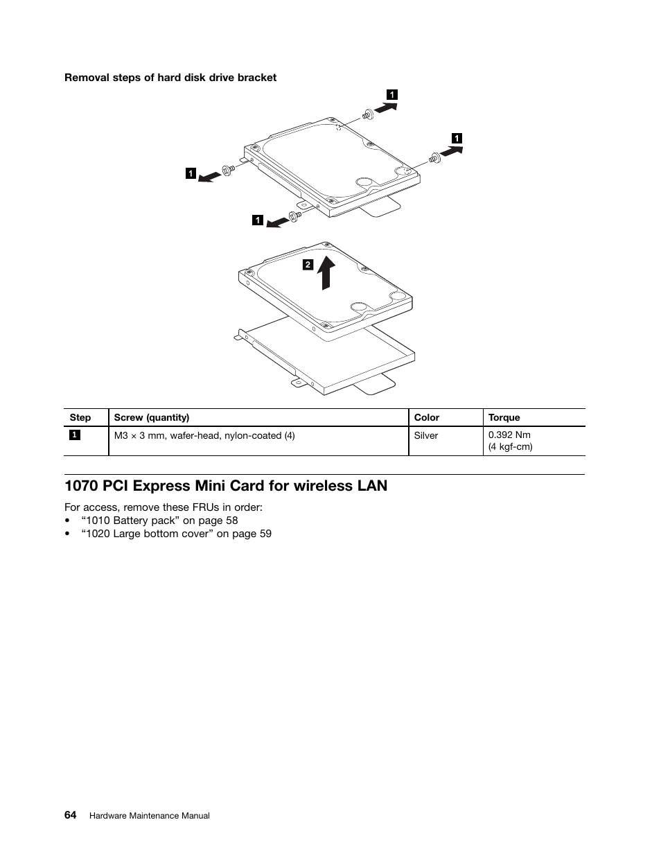 1070 pci express mini card for wireless lan | Lenovo B430 Notebook User Manual | Page 70 / 106