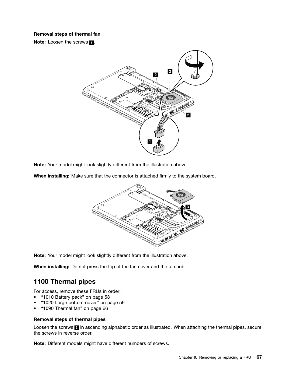 1100 thermal pipes | Lenovo B430 Notebook User Manual | Page 73 / 106