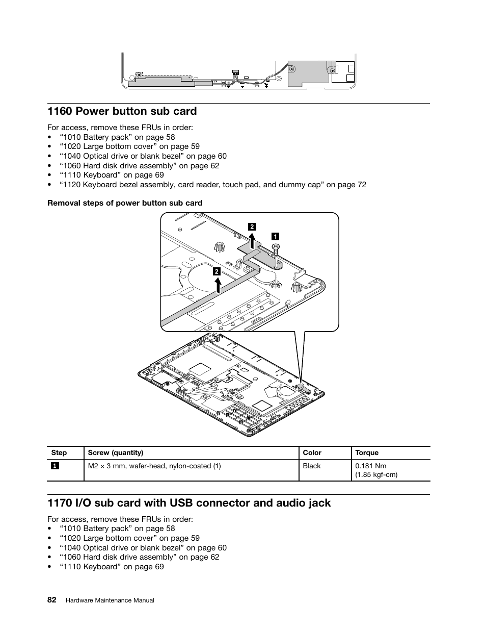 1160 power button sub card | Lenovo B430 Notebook User Manual | Page 88 / 106