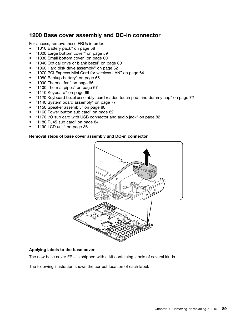 1200 base cover assembly and dc-in connector | Lenovo B430 Notebook User Manual | Page 95 / 106