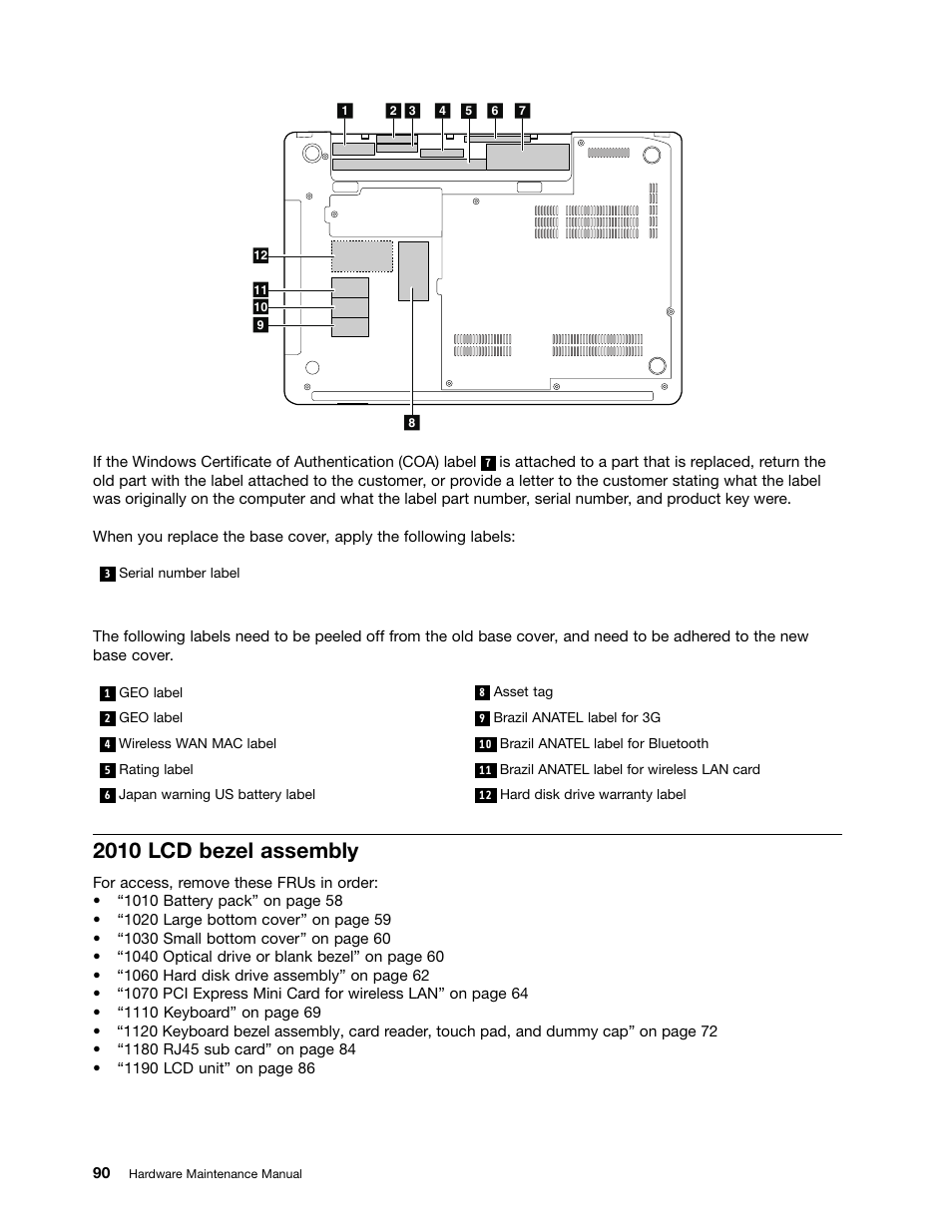 2010 lcd bezel assembly | Lenovo B430 Notebook User Manual | Page 96 / 106