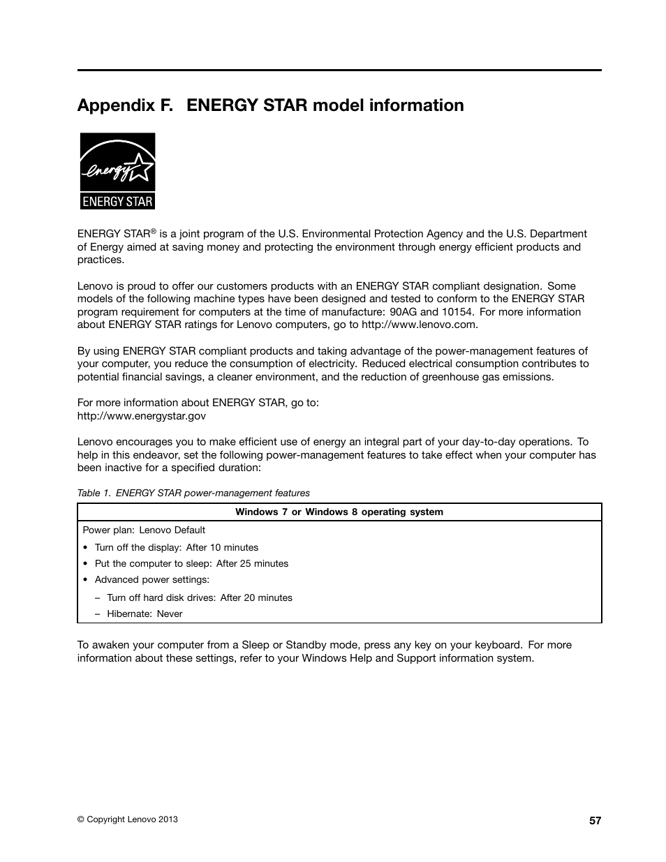 Appendix f. energy star model information | Lenovo M4350 Desktop User Manual | Page 67 / 70