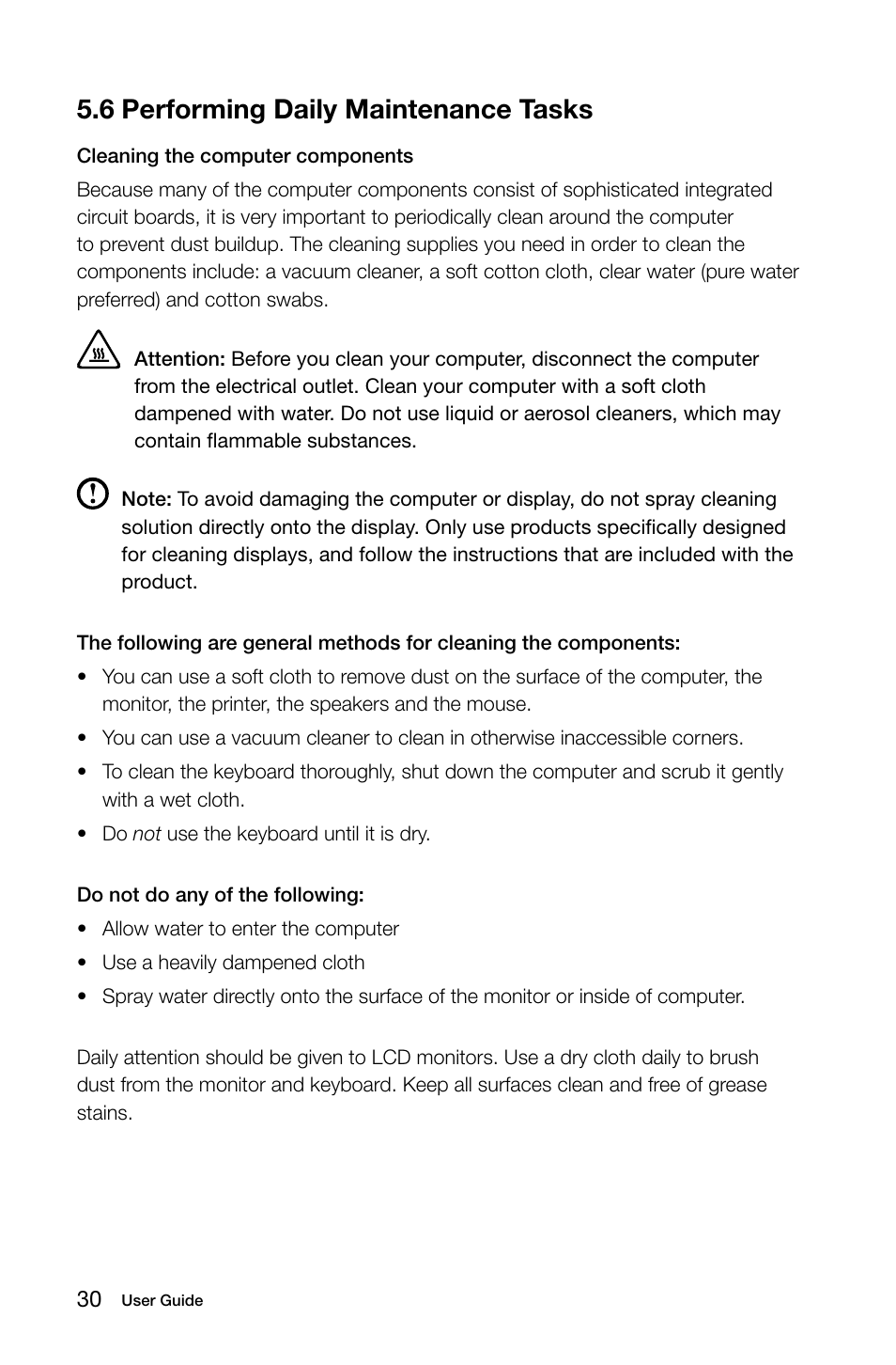 6 performing daily maintenance tasks | Lenovo C205 All-In-One User Manual | Page 35 / 35