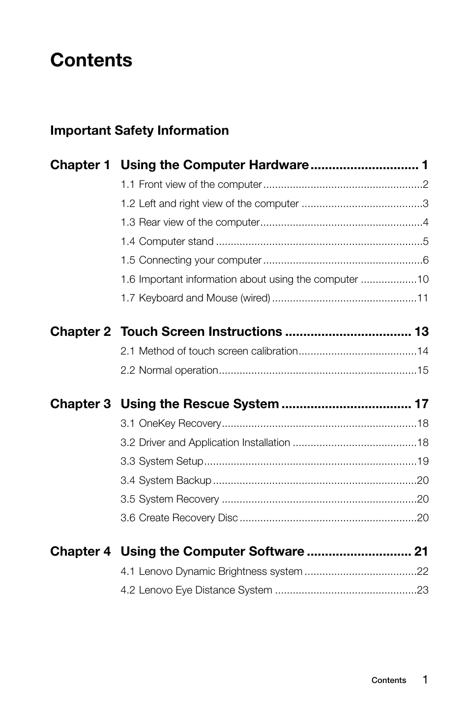 Lenovo C205 All-In-One User Manual | Page 4 / 35