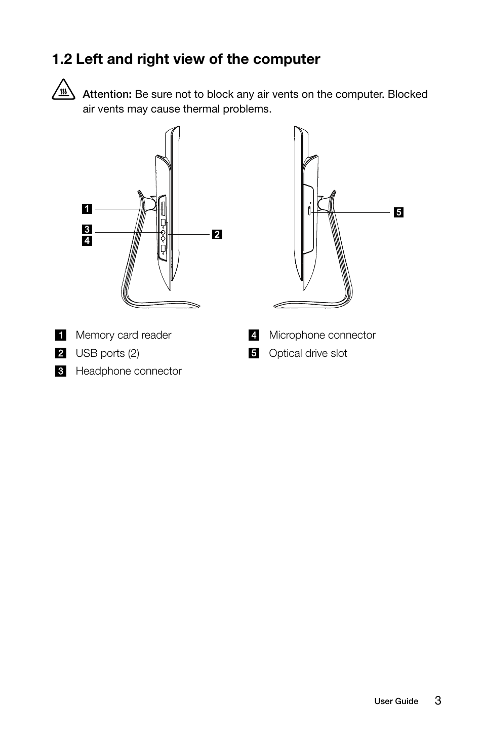 2 left and right view of the computer | Lenovo C205 All-In-One User Manual | Page 8 / 35